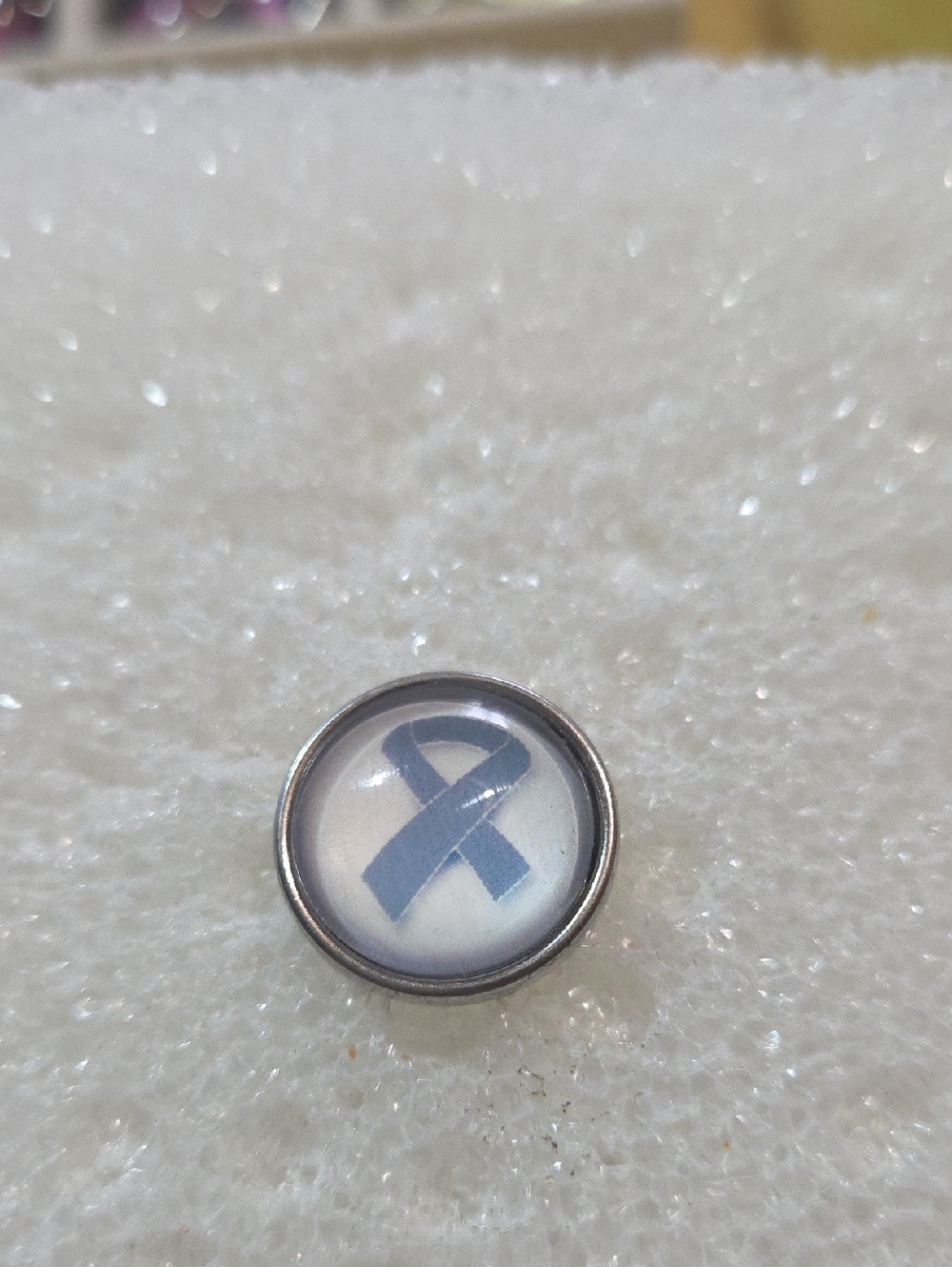 Gray Awareness Ribbon Snap Charm 18mm Brain Cancer